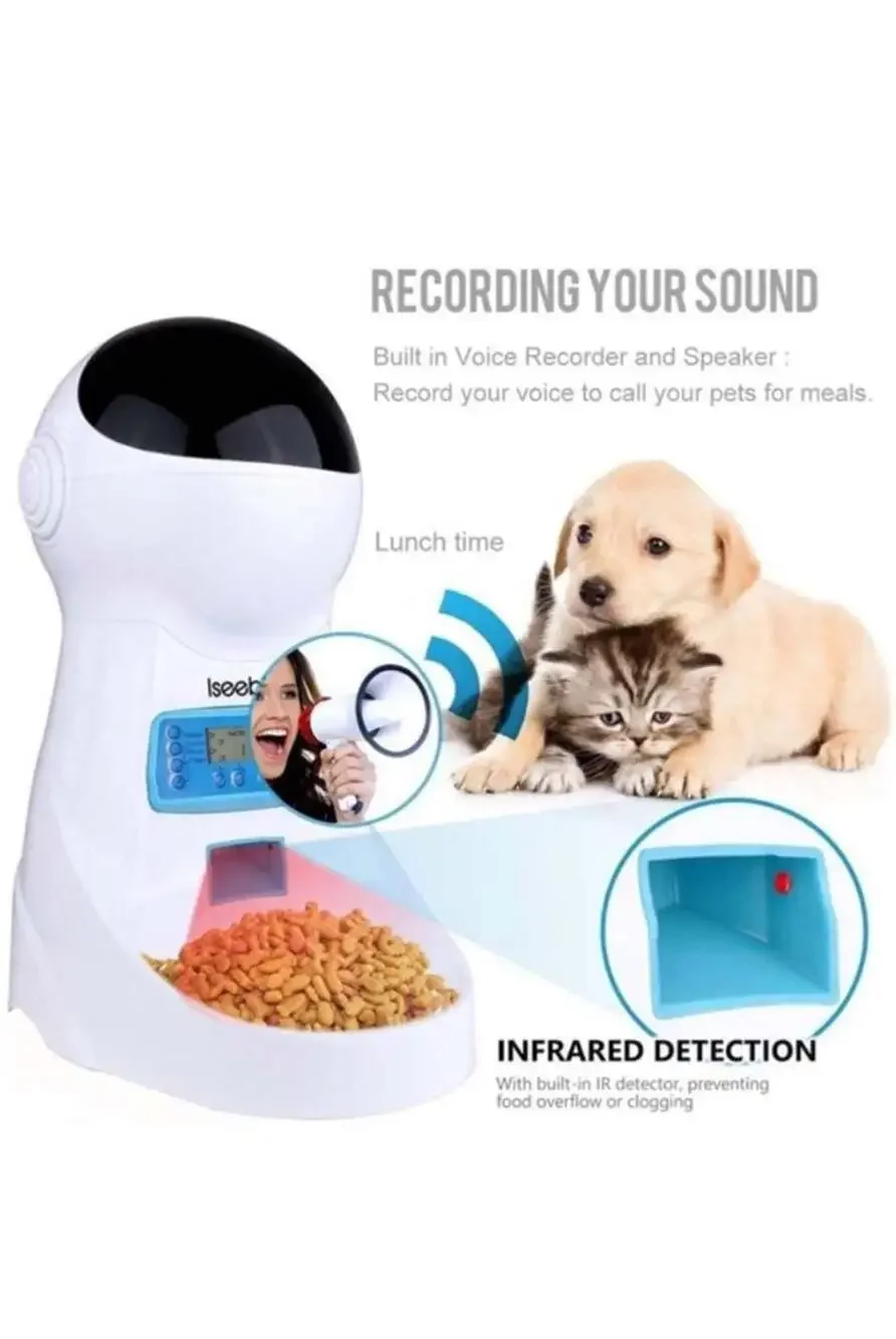 Iseebiz 3L Automatic Pet Feeder with Voice Recorder and Programmable Timer